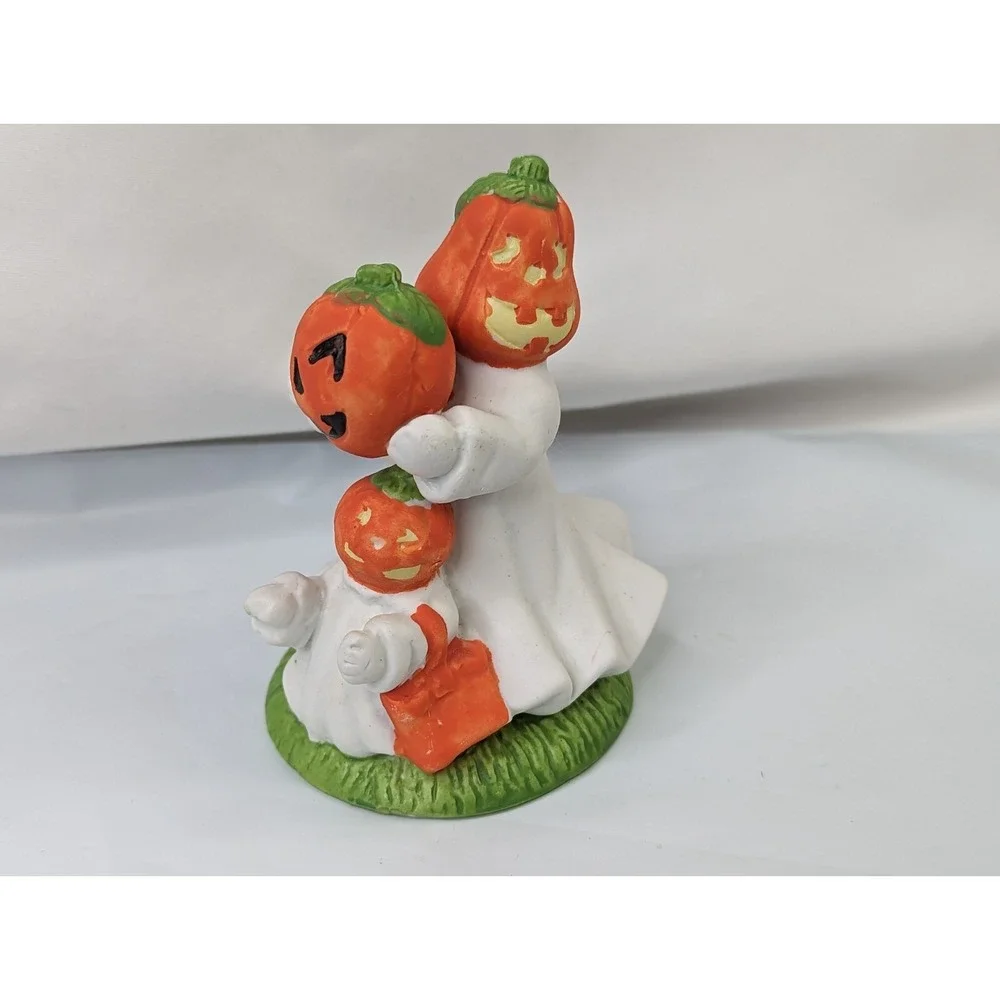 Porcelain Halloween Ghosts Pumpkin Heads Lot‎ 3.75 Inch